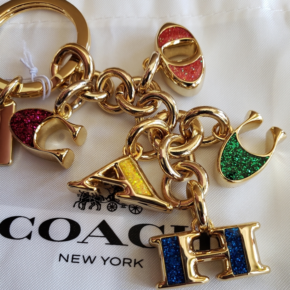 NWT COACH LETTERS w/CLEAR CRYSTALS & GOLD …